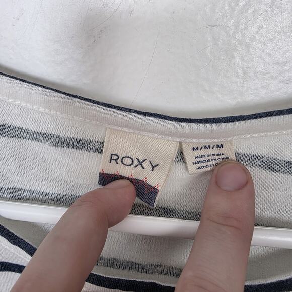 Roxy White Black Striped Casual Lightweight Simple Shift Mini Tank Dress Size M - Picture 3 of 7